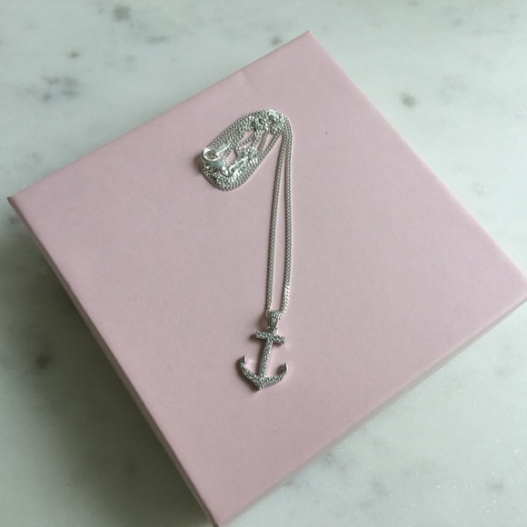 Sterling Silver Cz Anchor Necklace - Picture 8 of 15